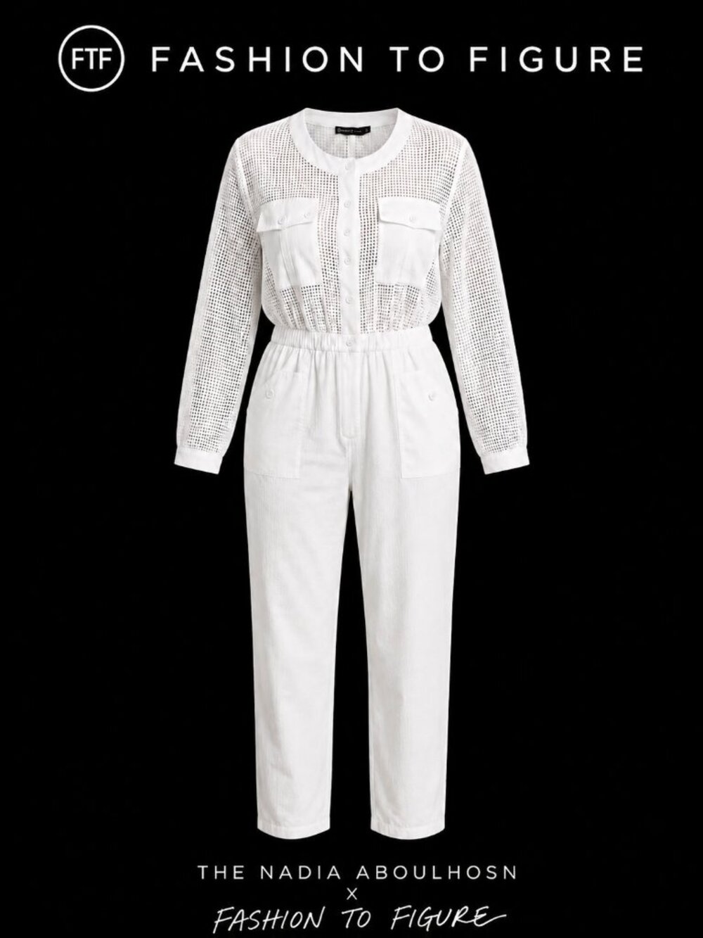 FTF X Nadia - Alya Relaxed Fit White Mesh Jumpsuit Size 0 / US 12